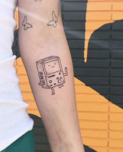 Bemo Adventure Time Tattoo, Beemo Adventure Time Tattoo, Subtle Adventure Time Tattoo, Bmo Tattoo Adventure Time, Matching Adventure Time Tattoos, Amazing World Of Gumball Tattoo, Jake The Dog Tattoo, Nostalgic Tattoo Ideas, Marceline Tattoo Ideas