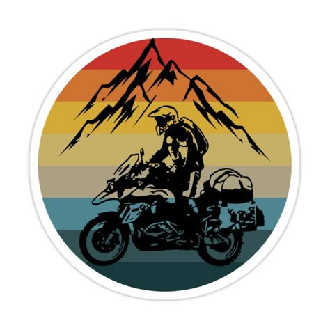 Decorate laptops, Hydro Flasks, cars and more with removable kiss-cut, vinyl decal stickers. Glossy, matte, and transparent options in various sizes. Super durable and water-resistant. Vintage Retro Adventure motorbike rider design, perfect for everybody who likes adventure touring, travel, off road, motocross, mountains, twisty roads. It's the latest adventure motorbike road trip accessory with a vintage design for motorbike lovers. Stickers For Bikes Motorcycles, Gs 1250 Adventure, Adventure Motorbike, Road Trip Accessories, Rider Quotes, Motorbike Illustration, Motorcycle Adventure Travel, Adventure Stickers, Motorcycle Adventure