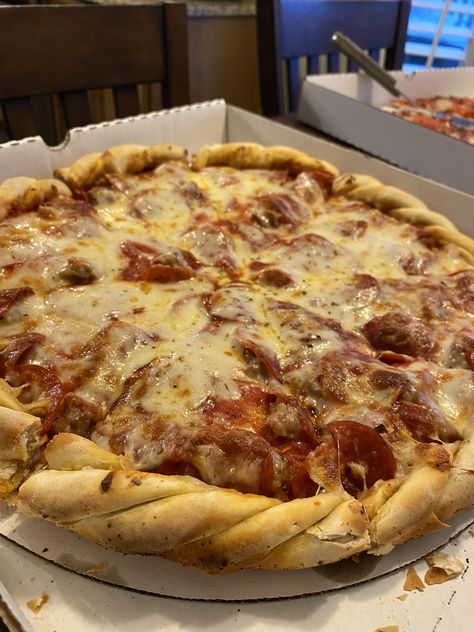 Double-Decker Pepperoni and Sausage. Braided Crust. #Pizza #Pizzas #food #foods Pepperoni And Sausage Pizza, Pizza Braid, Beef Pepperoni, Sausage Pizza, Crust Pizza, Dessert Pictures, Dinner Wedding, Gluten Free Cooking, Kitchen Inspo