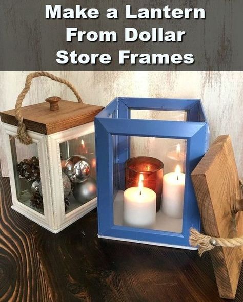 A mom lays out cheap photo frames & everyone's going to copy her idea (sponsored by HomeTalk) Cadre Photo Diy, Dollar Tree Frames, Rustic Lanterns, Deco Luminaire, Diy Lanterns, Diy Picture Frames, How To Make Lanterns, Diy Simple, 15 Diy