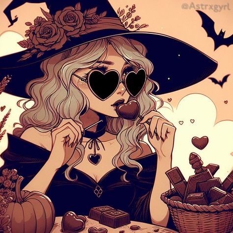 Witch Fall Witch Art, Witch With Glasses, Cute Witch Aesthetic, Cute Witch Drawing, Witchy Pfp, Witch Illustration Art, Cute Witch Art, Witches Illustration, Witch Pfp