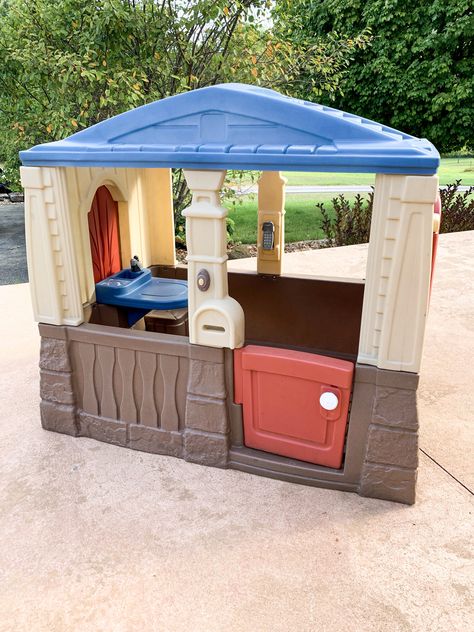 Playhouse Makeover Step2 Playhouse Makeover, Step 2 Playhouse Makeover, Kids Plastic Playhouse, Outdoor Playhouse Makeover, Plastic Playhouse Makeover, Little Tikes Playhouse Makeover, Kids Playhouse Makeover, Painted Playhouse, Playhouse Remodel