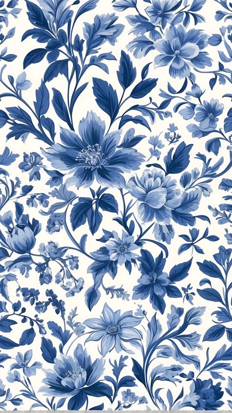 Blue Floral Wallpaper, Plants Pattern, Blue Flower Wallpaper, Dark Blue Flowers, Moving To Italy, Print Design Art, Wallpaper Flowers, Living In Italy, Textile Pattern Design