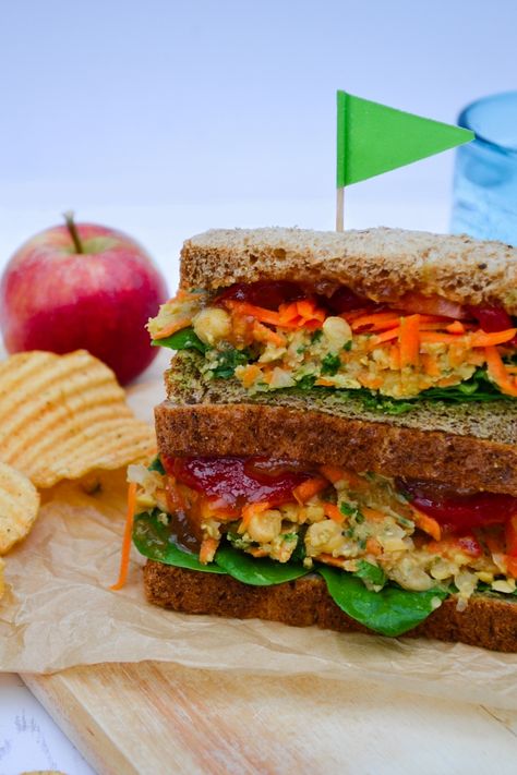 Spiced Chickpea and Carrot Sandwich Filler Recipe - Tinned Tomatoes Carrot Sandwich Recipe, Carrot Sandwich, Sandwich Fillers, Spiced Chickpeas, Meat Free Recipes, Vegetarian Sandwich, Veggie Sandwich, Vegan Sandwich, Simply Delicious