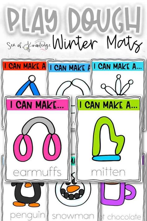 Winter Playdough Mats Free Printables, Play Dough Activities Kindergarten, Play Doh Printables Free, Christmas Playdoh Mats Free, Play Doh Christmas Gift Free Printable, Preschool Fine Motor Skills Activities, Free Playdough Mats, Play Doh Mats Free Printables, Play Dough Mats Free Printables