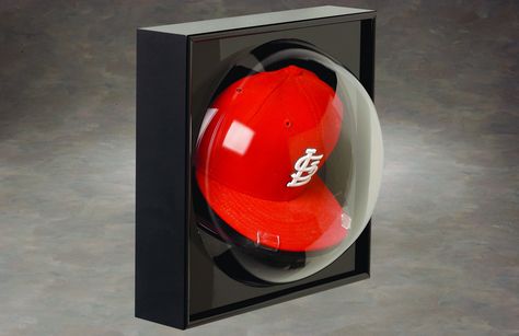 Baseball Memorabilia Display, Baseball Cap Display, Sports Memorabilia Display, Industrial Man Cave, Memorabilia Display, Ball Display, Ultimate Man Cave, Cap Display, Man Cave Basement