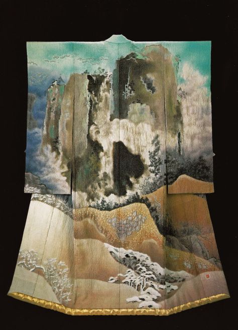 virtual-artifacts: “ Snow on the Mountains Begins Thawing (1995) by the Late… Itchiku Kubota, Kabuki Costume, Kimono Japan, Traditional Japanese Kimono, Mode Kimono, Japan History, Kimono Design, Kimono Pattern, Beautiful Kimonos