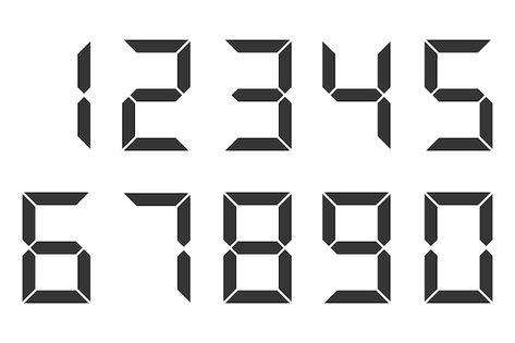 Set of numbers. vector illustration. bla... | Premium Vector #Freepik #vector #timer #timing #clock-time #hour Digital Numbers, Clock Illustration, Clock Numbers, Timer Clock, Number Design, Digital Clock, Digital Elements, Time Clock, Digital Clocks