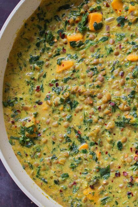 No Tomato Curry, Coconut Curry Chickpeas, Lentil Coconut Curry, Lentil Coconut, Jamaican Curry Powder, Coconut Lentil Curry, Freeze Sweet Potatoes, Canned Lentils, Tomato Recipe