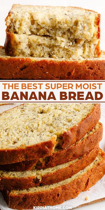 This moist banana bread recipe is loaded with sweet banana flavor. You are going to love the ease of this one-bowl recipe and the moist banana deliciousness. #bananabread #kippiathome Southern Living Banana Bread, What Can I Make With Old Bananas, Moistest Banana Bread Recipe, Banana Bread With Walnuts Recipe, Banana Baked Goods, Banana Cake Recipe Moist, Best Banana Bread Recipe Moist, Recipes For Old Bananas, Best Moist Banana Bread