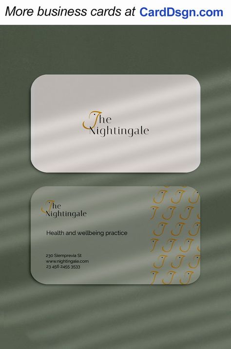 Business Card Gallery, Therapy Business, Unique Business Cards Design, The Nightingale, Health And Wellness Center, Business Card Inspiration, Simple Business Cards, Wellness Business, Healing Space