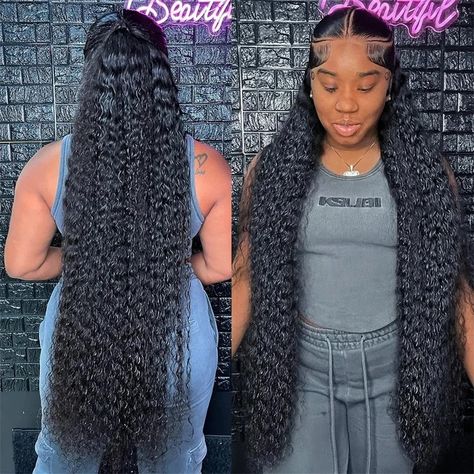 [13*4 Full Lace Front Wigs] Water Wave Human Hair Wigs Pre Plucked With Baby Hair Lace Wigs Styles, Water Wave Wig, Wet And Wavy Hair, Black Curly Wig, Full Lace Front Wigs, Brazilian Hair Wigs, Frontal Wig Hairstyles, Long Human Hair Wigs, Remy Human Hair Wigs