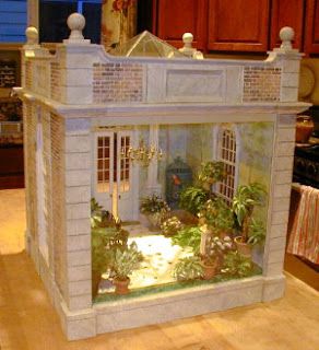 Miniature Resource.com's Dollhouse Miniatures Blog: A Dollhouse Miniature Collector's Conservatory Indian Courtyard, Room Box Miniatures, Dollhouse Garden, Vitrine Miniature, Room Boxes, تصميم للمنزل العصري, Barbie Doll House, Miniature Rooms, Glass Roof