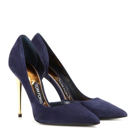 Blue Shoes Heels, Shoes Pumps Heels, Navy Blue Pumps, Navy Pumps, Designer Shoes Heels, Blue Suede Pumps, Chic High Heels, Tom Ford Shoes, Heels Blue