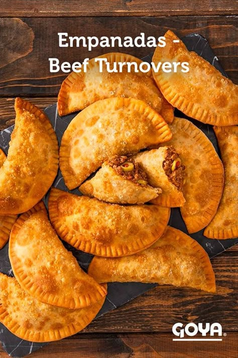 Goya Empanadas Recipe, Empanada Dough For Frying, Flaky Empanada Dough Recipe, Goya Recipe, Empanadas Recipe Dough, Easy Empanadas Recipe, Dinner Date Recipes, Beef Empanadas Recipe, Empanada Dough