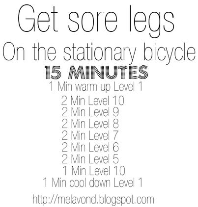 Stationary Bike Workout -- Actually really liked this workout. Burn a good bit of calories for only 15 minutes! My legs weren't really sore after, I could still walk lol, so that's a plus! Stationary Bike Workout, Bike Workout, Stationary Bicycle, Strength Exercises, Bicycle Workout, Spinning Workout, Cycling Workout, Aerobic Exercise, Biking Workout