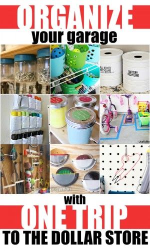 Organize Your Garage with One Trip to the Dollar Store Garage Organization Cheap, Garage Organization Tips, Dollar Tree Organization, Cheap Organization, Dollar Store Diy Organization, Shed Organization, Garage Organization Diy, Crafts For Teens To Make, Dollar Store Hacks