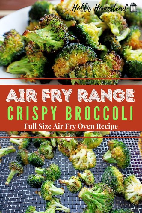 Frigidaire Air Fry Range Recipe. Air Fried broccoli is a perfect vegetable side dish ready in 20 minutes or less. Using Frigidaire Ready Cook Air Fry Tray in the oven to air fry large batches of food all at once. Seasoned & crispy air fryer broccoli served with an air-fried whole chicken and air-fried potatoes for the perfect healthy family dinner. Full-size ovens with air fry are perfect for feeding the whole family healthier lunches and dinners. Oven Broccoli, Air Fryer Vegetables, Crispy Broccoli, Air Fryer Broccoli, Fried Veggies, How To Cook Broccoli, Fried Broccoli, Oven Recipe, Airfryer Recipes