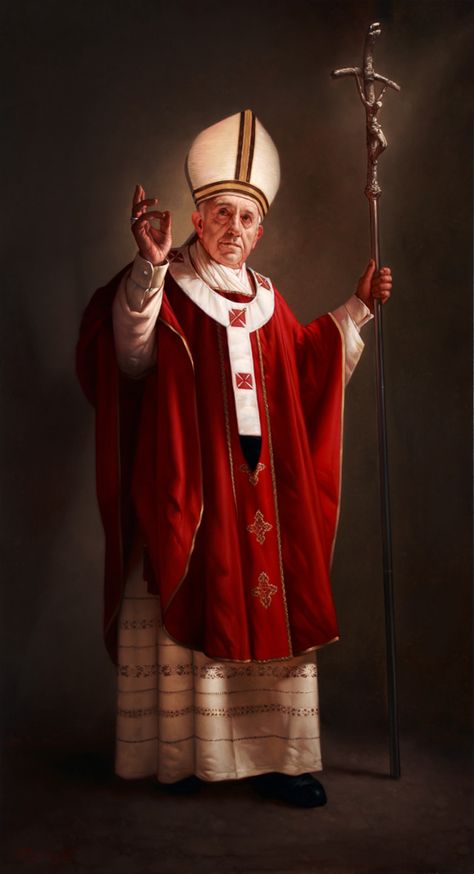 Papa Francisco (pintura)                                                                                                                                                      Más Ancient Paintings, Art Sacre, The Pope, Holy Father, San Francesco, Roman Catholic Church, Papa Francisco, Catholic Art, Caravaggio