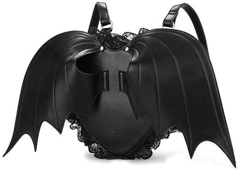 Wings Backpack, Gothic Backpacks, Gothic Purse, Gothic Bag, Heart Wings, Goth Accessories, Gothic Clothes, Heart With Wings, Black Bat