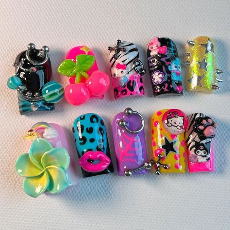 ✰ NAILS BY KITTY X ✰ | Harajuku Barbie 🫧 work dump | Instagram Harajuku Barbie, Dump Instagram, Junk Nails, Hippie Nails, Punk Nails, Anime Nails, Y2k Nails, Really Cute Nails, Crazy Nails