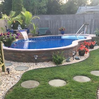 Semi Inground Pool Ideas, Tiny Pool, Raised Pools, Design Per Patio, Pools Backyard Inground, Above Ground Pool Landscaping, Small Pool Design, Backyard Pool Landscaping, Backyard Remodel