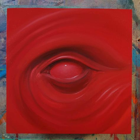 Sam Bee on Instagram: “'Red'. 10 x 10 cm's. Oil on board. (Sold) #oilpainting #fineart #instaart #instaartist #study #figurativeart #instapaint #realism…” Eyes Painting Acrylic, Red Eye Painting, Red Painting Aesthetic, Red Painting Ideas, Cool Abstract Paintings, Realism Art Painting, Eye Painting Acrylic, Eye Paintings, Red Oil Painting