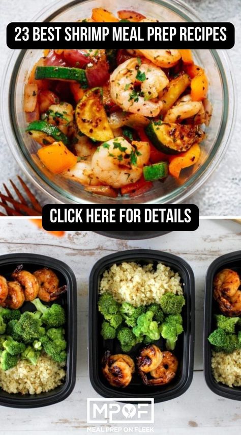 Meal Prep Recipes With Shrimp, Healthy Meal Prep Shrimp Recipes, Lunch Meal Prep With Shrimp, Shrimp Rice Meal Prep, Seafood Meal Prep Recipes, Shrimp Taco Meal Prep, Frozen Shrimp Meal Prep, Healthy Lunch Ideas Shrimp, Healthy Meal Prep With Shrimp