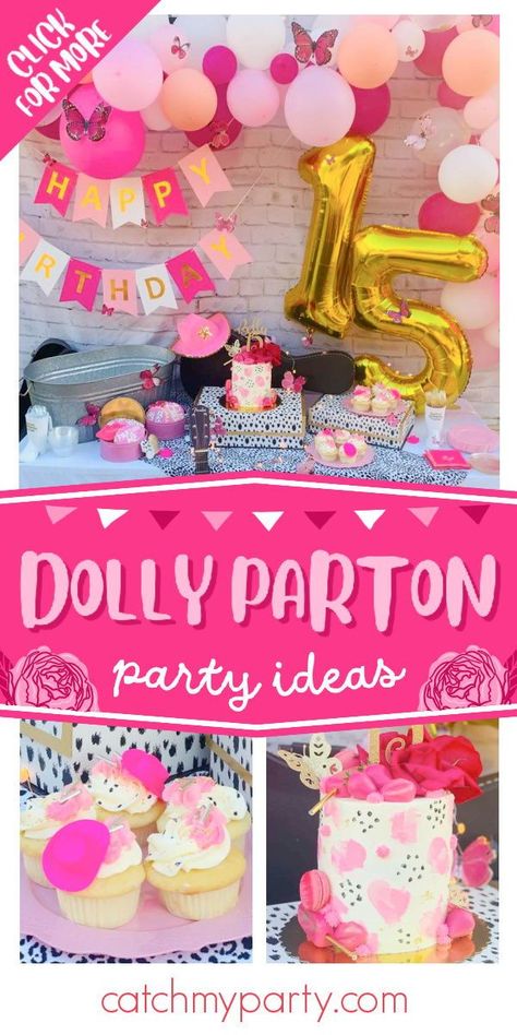 Dolly Parton Party Favors, Dolly Themed Party, Dolly Parton Party Games, Dolly Disco Party, Inside Party Ideas, Dolly Parton Themed Cake, Parton Me Its My Birthday, Dolly Parton Birthday Cake Ideas, Dolly Parton Sweet 16