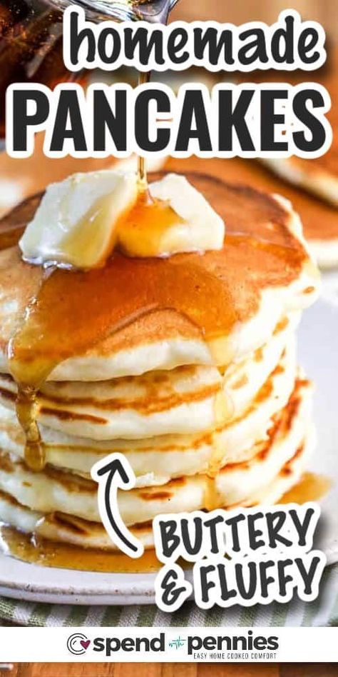 Perfectly Fluffy Pancakes, Easy Yummy Pancakes, All Purpose Flour Pancakes, Buttery Pancake Recipe, The Best Homemade Pancakes, The Best Fluffy Pancakes, Pancake Batter From Scratch, Home Made Pancake Batter, Big Batch Pancakes