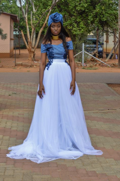 #Shweshwe #germanprint #weddingdress #africanweddingdress Sesotho Traditional Dresses, African Print Wedding Dress, Dresses For A Wedding, Bridesmaid Dresses Separates, African Bridal Dress, African Traditional Wedding Dress, African Wedding Attire, Shweshwe Dresses, African Bride