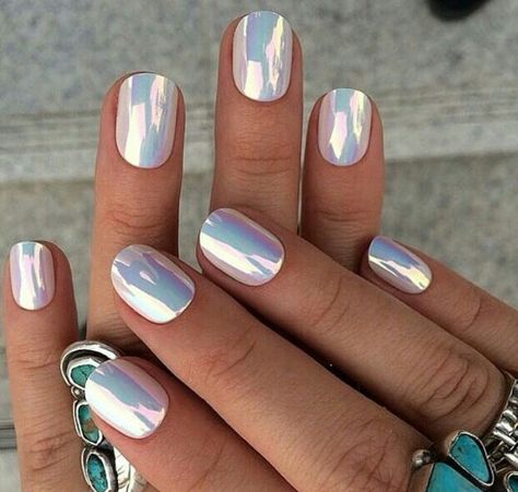 Wedding Manicure, Nails Chrome, Chrome Nails Designs, Nails Silver, Nails Tumblr, Disney Nails, Metallic Nails, Shellac Nails, Colorful Nail Designs