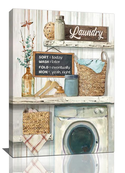 PRICES MAY VARY. UNIQUE LAUNDRY ROOM DECOR: Use this Laundry Sign to decorate your home. No matter where you put it, it will enhance your artistic style and make your home more modern, beautiful and full of vitality. HIGH QUALITY LAUNDRY CANVAS WALL ART: Funny laundry rules pictures art high-definition picture printed on canvas are more resistant to fading, can maintain vivid pattern and bright colors for a long time. READY TO HANG: Wooden stretched and framed bathroom canvas art prints ready to Country Laundry Room, Country Laundry, Artwork For Bathroom, Country Laundry Rooms, Laundry Schedule, Bathroom Canvas Art, Laundry Room Wall Art, Laundry Room Wall, Laundry Wall Art