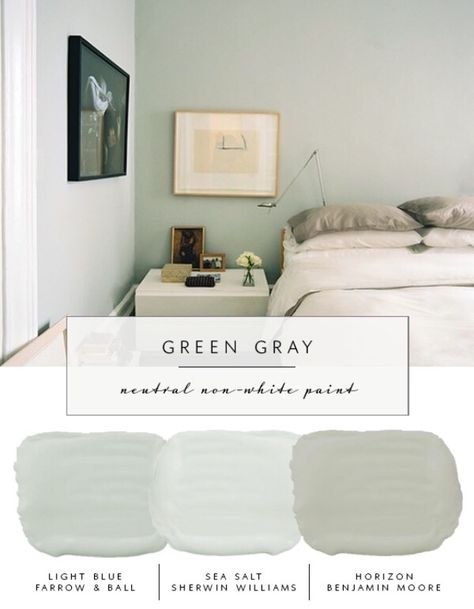 Muted Green Paint Colors Green Gray Paint, Best Neutral Paint Colors, Neutral Paint Colors, Gray Paint, Neutral Paint, Bedroom Paint Colors, Gray Bedroom, Trendy Bedroom, Bilik Tidur