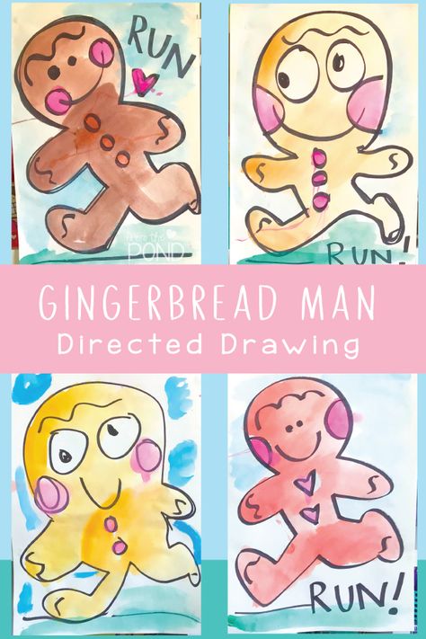 Gingerbread Man Kindergarten, Gingerbread Kindergarten, Gingerbread Man Art, Drawing Kindergarten, Directed Drawing Kindergarten, Gingerbread Man Unit, Kindergarten Art Activities, Gingerbread Unit, Kindergarten Drawing