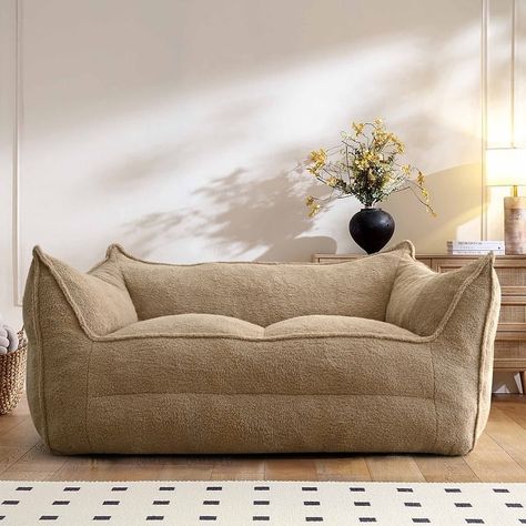 2 Seater Bean Bag Sofa Loveseat Sherpa Fabric Lazy Sofa Bean Bag Chair - Bed Bath & Beyond - 39780406 Sofa Bean Bag, Floor Couch, Oversized Furniture, Bean Bag Sofa, Teddy Fabric, Couch Fabric, Sherpa Fabric, Lazy Sofa, Sofa Size