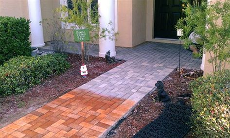 How To Make Stained Pavers for Your Backyard Walkway   #homeremodel #HomeOwnership #homemanagement #ZenofZada #Homeimprovement Stain Pavers How To, Paver Stain Ideas, Stained Pavers, Staining Pavers, How To Make Tiles, House Facelift, Wood Walkway, Outdoor Pavers, Backyard Walkway