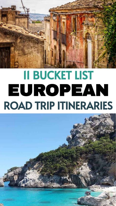 Rustic European buildings and scenic coastal cliffs featured under a title promoting European road trip itineraries. Best European Road Trips, Trips In Europe, Europe Road Trip, Kids Travel Activities, Travel Songs, European Road Trip, Historic Landmarks, Road Trip Europe, Road Trip Packing