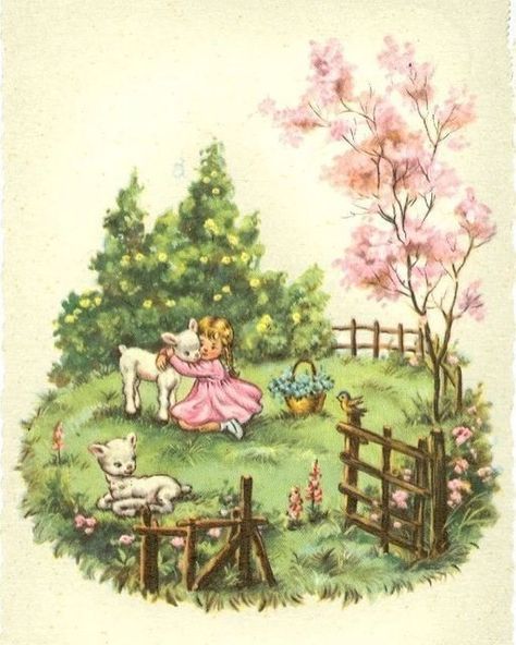 Vintage Easter Illustration, Spring Drawing, Vintage Easter Cards, Easter Illustration, Storybook Art, Holly Hobbie, Vintage Spring, Fairytale Art, Wow Art