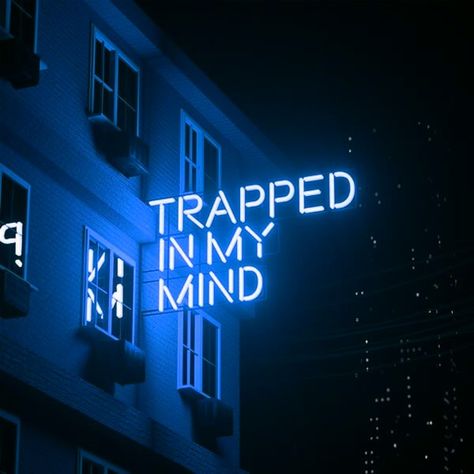 Light Blue Grunge Aesthetic, Trapped In My Mind, Blue Aesthetic Grunge, Oxenfree, Blue Grunge, Blue Aesthetic Dark, Blue Quotes, Neon Quotes, Dark Blue Wallpaper