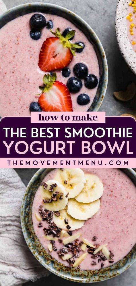 Here's a breakfast idea to share with your babies and kids! This quick and easy smoothie yogurt bowl is the BEST. Not only is it loaded with protein, healthy fats, and fiber, but it also tastes divine. Great as a filling snack food, too! Yoghurt Bowl Ideas, Yogurt Bowl Ideas, Yogurt Smoothie Bowl, Best Greek Yogurt, Banana Spinach Smoothie, Greek Yogurt Smoothie, Real Food Snacks, Yogurt Smoothie, Menu Recipes