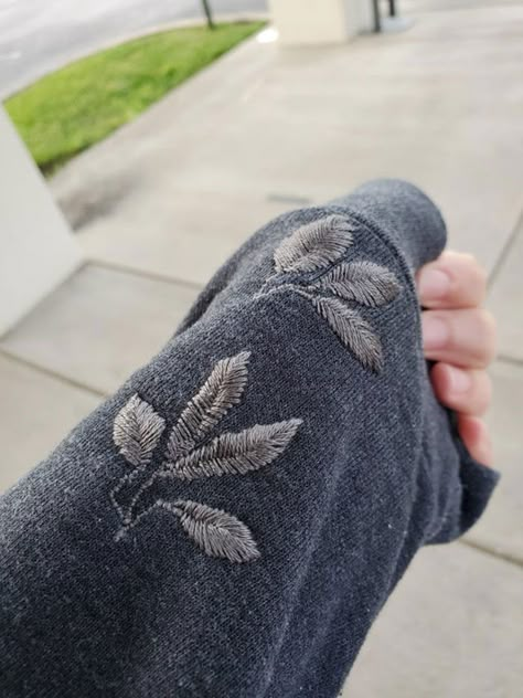 I Accidentally Got Bleach Stains On A Brand New Hoodie. This Is My First Time Attempting Embroidery, Too! Mending Clothes, Zero Waste Fashion, Pen Stain, Make Do And Mend, Visible Mending, Repair Clothes, Knee Patches, Techniques Couture, I Accidentally