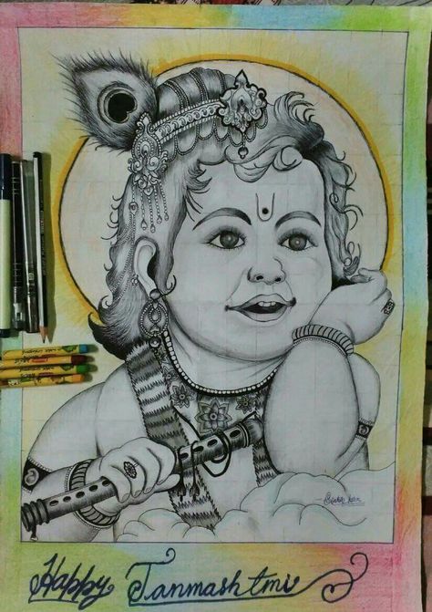 Shree Krishna Janmashtami special Janmashtami Drawing Ideas, Shree Krishna Janmashtami, Janmashtami Special, Krishna Drawing, Mehndi Art Designs, Krishna Janmashtami, Painting Art Lesson, Class Decoration, Krishna Painting