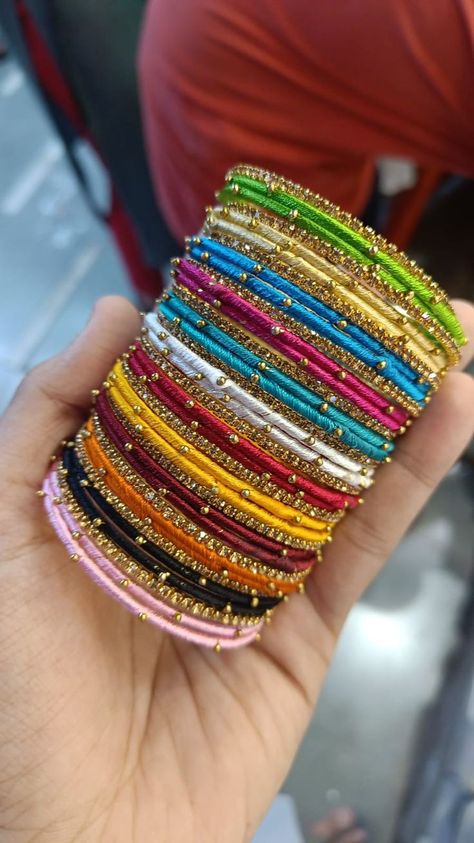 Register Marriage Dress India, Multi Colour Bangles, Bangles Aesthetic, Metal Bangles Set, Beaded Wedding Jewelry, Traditional Bangles, Bangles Collection, Silk Thread Bangles Design, Blue Dart