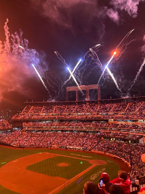 Fireworks at baseball game Sports Games Aesthetic, Baseball Stadium Aesthetic, Sports Game Aesthetic, Baseball Game Aesthetic, Brain Illusions, Baseball Aesthetic, Liz Tomforde, Fireworks Pictures, Baseball Park