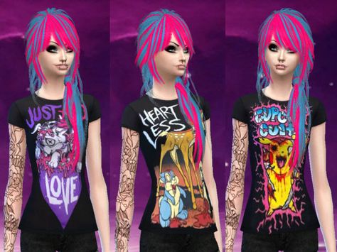 Sims 4 Punk Clothes Cc, Scene Kid Makeup, Scene Room, Scene Shirt, Alt Clothes, Emo Girl, Scene Outfits, Nyan Cat, Kids Makeup