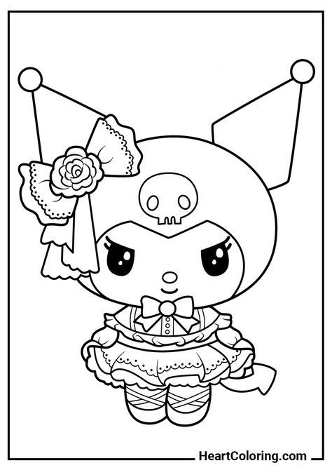 Coloring Pages for Girls to Print for Free | HeartColoring coloringpagesonly #cottagecoloring Kurumi Coloring Page, Kuromi How To Draw, Kuromi Coloring Pages Printable, Coloring Pages Kuromi, Drawing Kuromi, Kuromi Outline, Kuromi Coloring Page, Kuromi Dibujos, Kuromi Dibujo