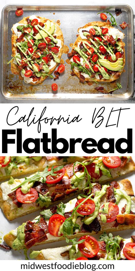 Garlicky Blt Flatbread, Flat Breads Ideas Appetizers, Flatbreads Recipes Easy, Cold Flatbread Appetizers, Flat Bread Sandwich Ideas, Flatbread Dinner Ideas, Flat Bread Appetizers, Fruit Flatbread, Flatbread Topping Ideas