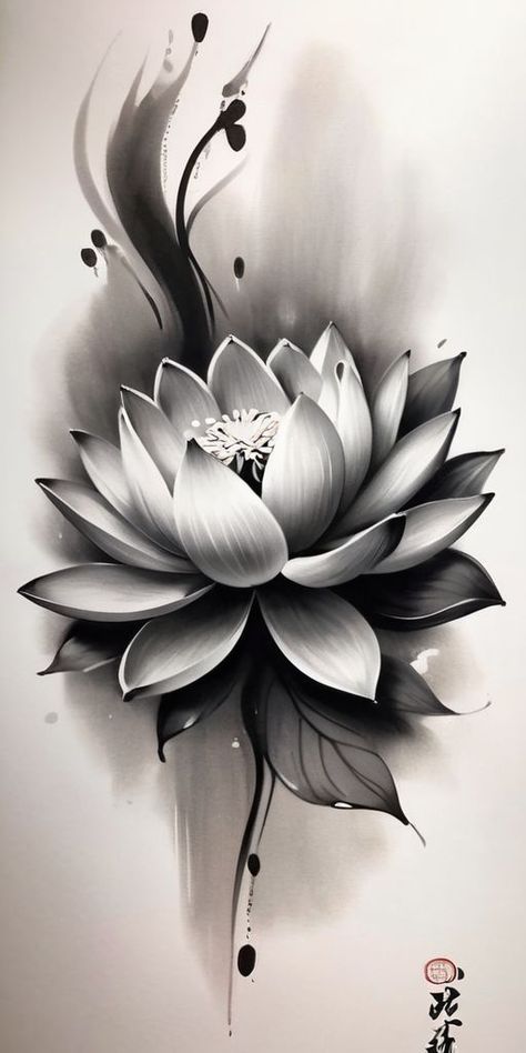 Shaded Lotus Flower Tattoo, Lotus And Moon Tattoo Design, Water Lilies Tattoo Design, Lotus Sleeve Tattoo Women, Detailed Lotus Flower Tattoo, Lotus Cover Up Tattoo For Women, Lotus Flower Tattoo Women, Unique Lotus Tattoo, Water Lilly Tattoo Stencils