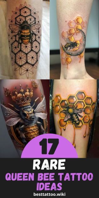 Make a bold statement with our collection of 17 queen bee tattoo ideas for 2024. Designed to symbolize power and femininity, each tattoo captures the essence of the queen bee in stunning detail. Whether you prefer a small, discreet design or a larger, more elaborate piece, our selection offers a range of options to suit your style. Rule the hive with these exquisite queen bee tattoos. Bee And Honey Comb Tattoos For Women, Patron Bee Tattoo, Bee Neck Tattoo, Watercolor Bee Tattoo, Bee Hive Tattoo Design, Honeycomb Bee Tattoo, Bee Tattoo Men, Queen Bee Tattoo Ideas, Bee Tattoos For Women